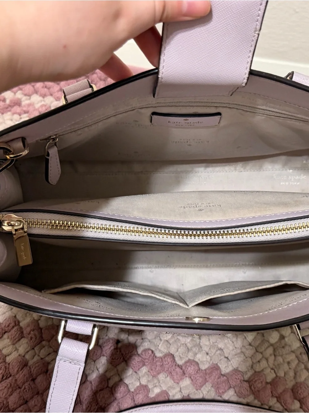 kate spade lavender leather satchel with detachable strap